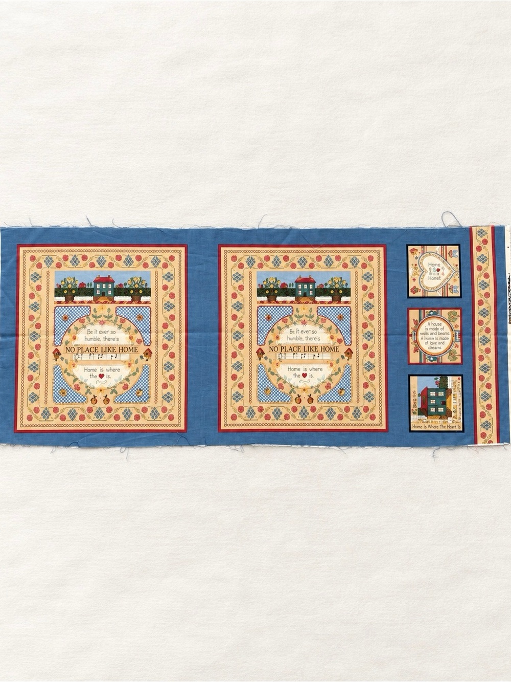 Vintage 90s No Place Like Home Fabric Panel folk art